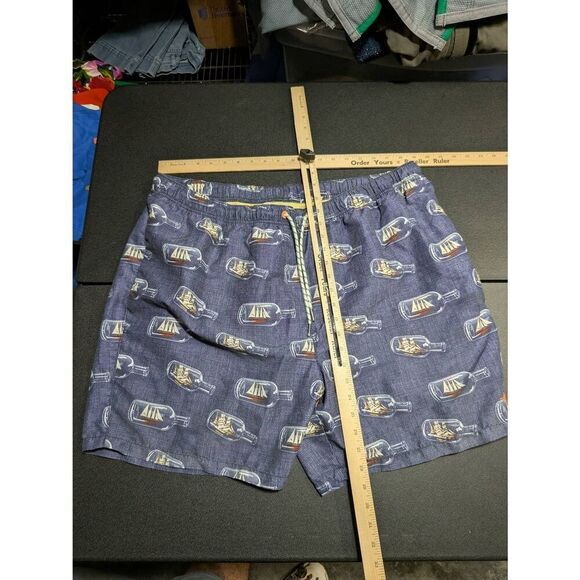 Tommy Bahama Relax Shorts Swim Trunk Ship in a Bottle Swim Lined Navy Blue Men's - Picture 5 of 5